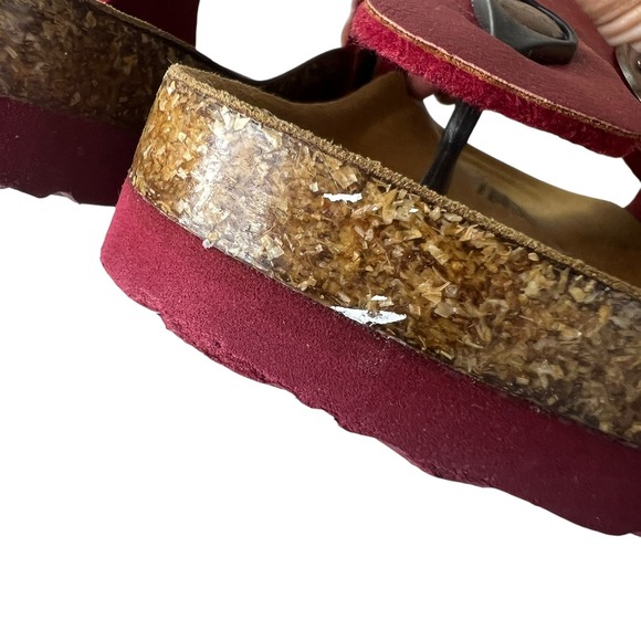 Aerothotic Thong Sandals Womens 7/37 Red Adjustable Buckle Cork Footbed Comfort